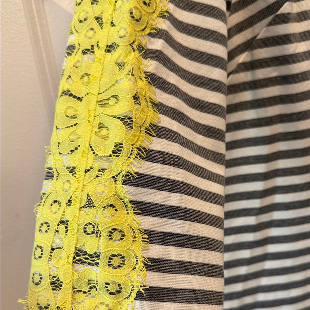 Eliza J Striped Dress with Yellow Lace Accents - Picture 3 of 5
